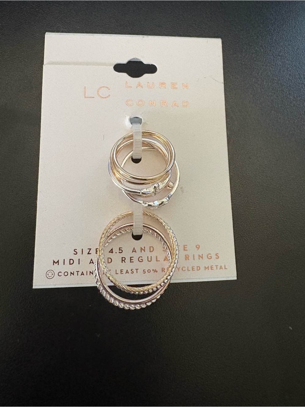 LC Lauren Conrad Rose Gold and Silver Stackable Ring Set